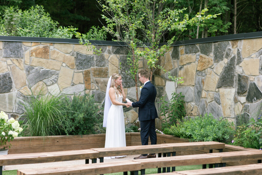 Chelsea Stanford Photographer Springfield MO First look and private vows Juniper Gardens, Hillside location