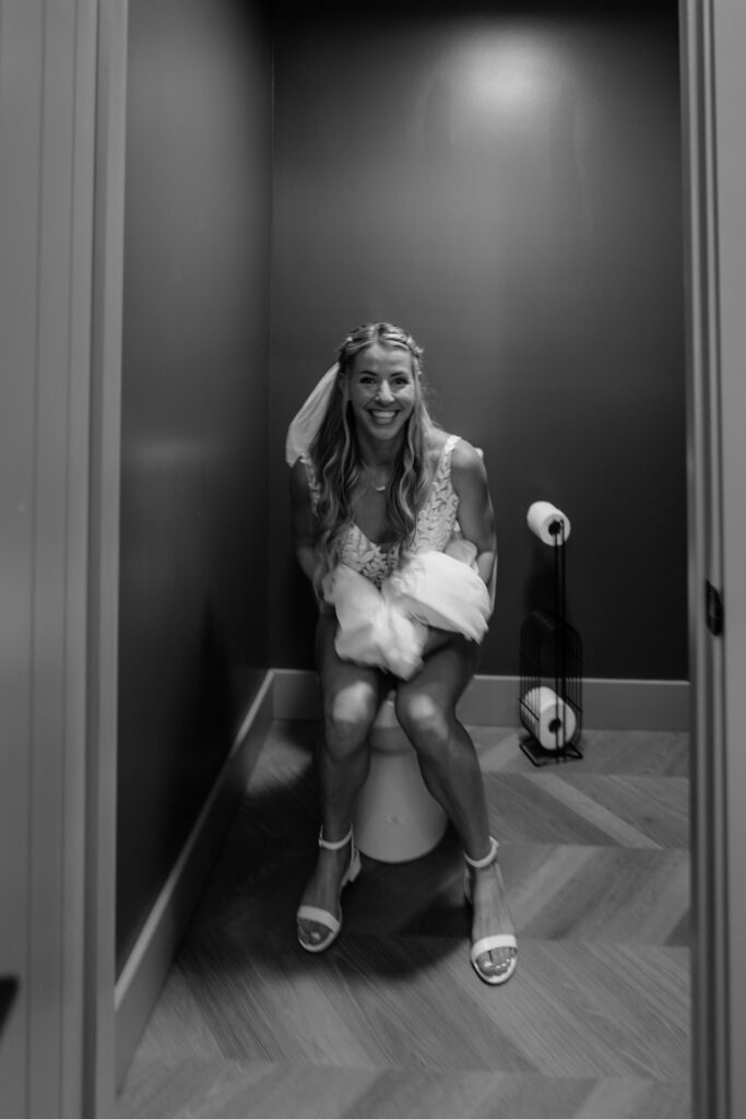 Chelsea Stanford Photographer Springfield MO funny pre-ceremony piss at Juniper Gardens Hillside